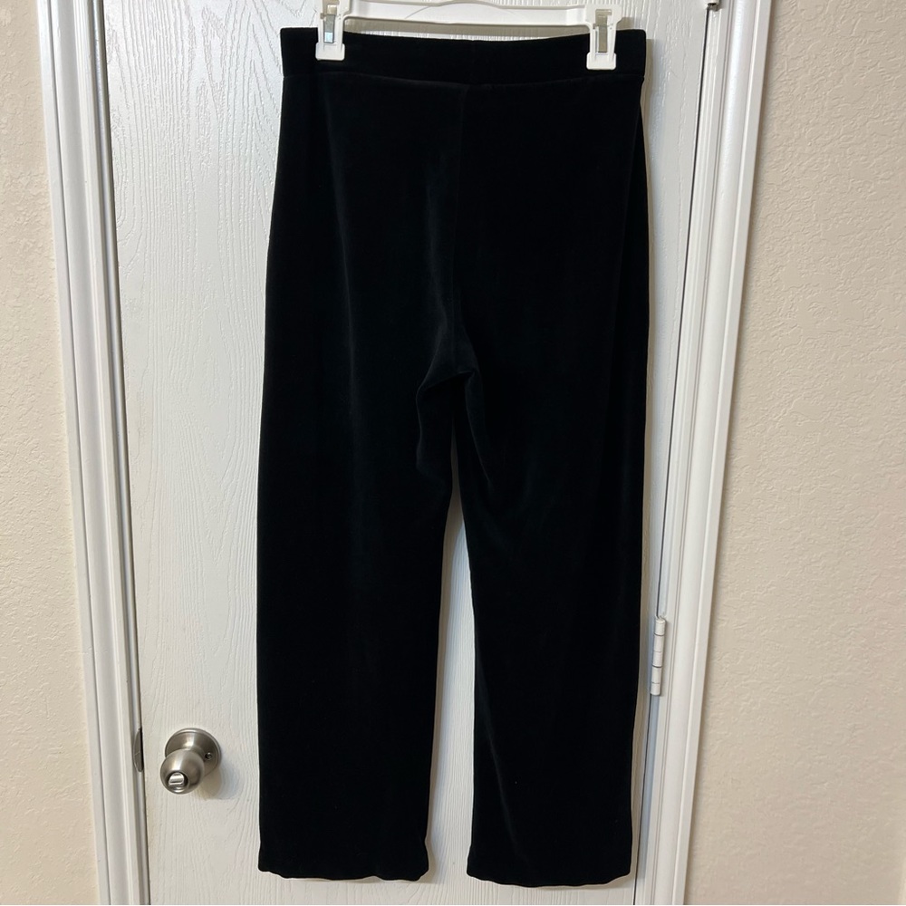 Jones New York Signature Petite Black Velour Straight Leg Lounge Pants Womens PP